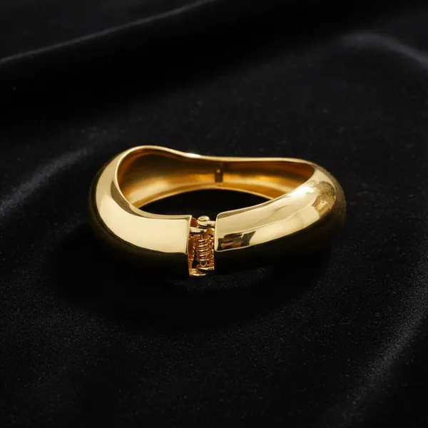 Gold_Plated_Brass_Chunky_Wave_Cuff_Bangle_Bracelet_For_Women